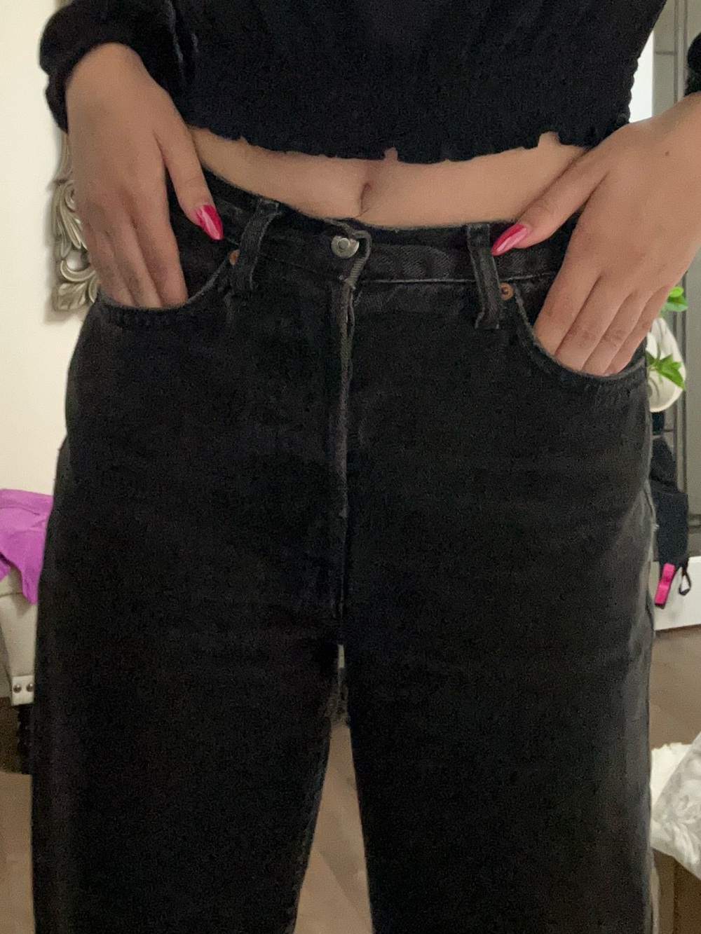 Topshop High-Rise Black Women's Jeans - Straight Waist
